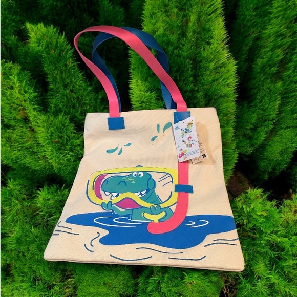 Disney Parks Pixar Toy Story Snorkeling Rex ~ Canvas tote Large Travel Beach Bag - Picture 8 of 15